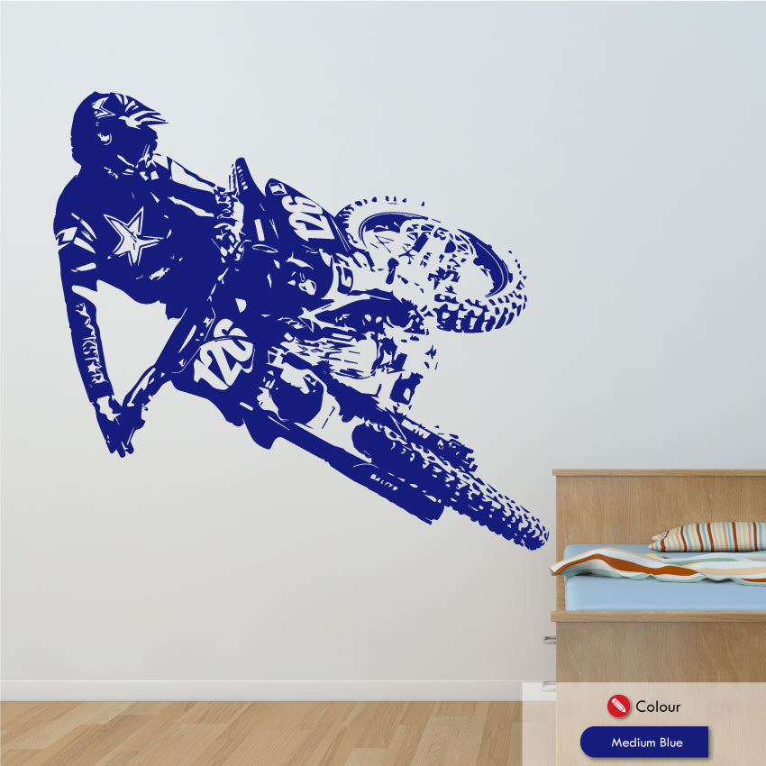 
            
                Load image into Gallery viewer, Motocross wall art decal medium blue
            
        