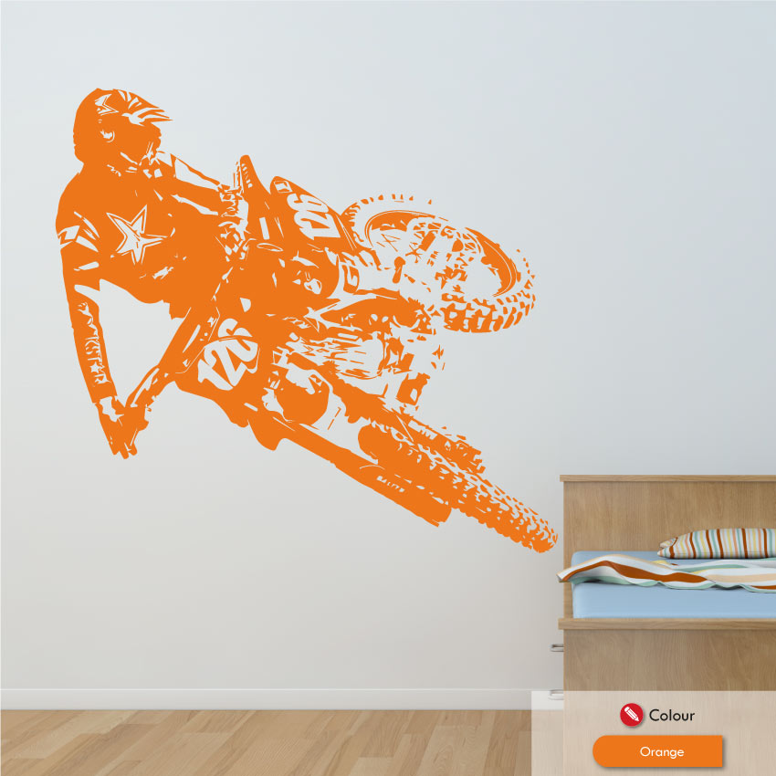 Motocross wall art decal orange