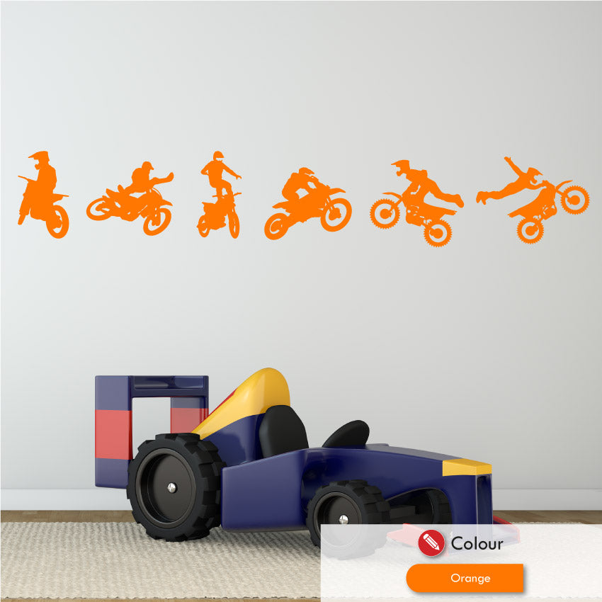 
            
                Load image into Gallery viewer, Motocross Dirt Bike Wall Art Stickers Orange
            
        