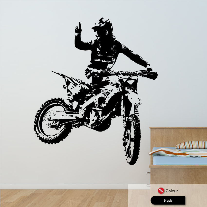 
            
                Load image into Gallery viewer, motocross biker wall art decal black
            
        