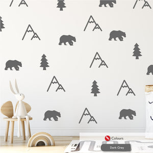 
            
                Load image into Gallery viewer, Mountain Forest Wall Stickers Dark Grey
            
        
