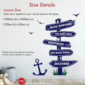
            
                Load image into Gallery viewer, Nautical Signpost Personalised Wall Decal
            
        
