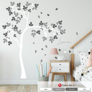 overhanging personalised wall decal white mid grey dark grey white