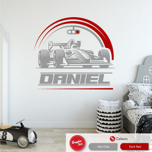 Race Car Personalised Wall Art Decal
