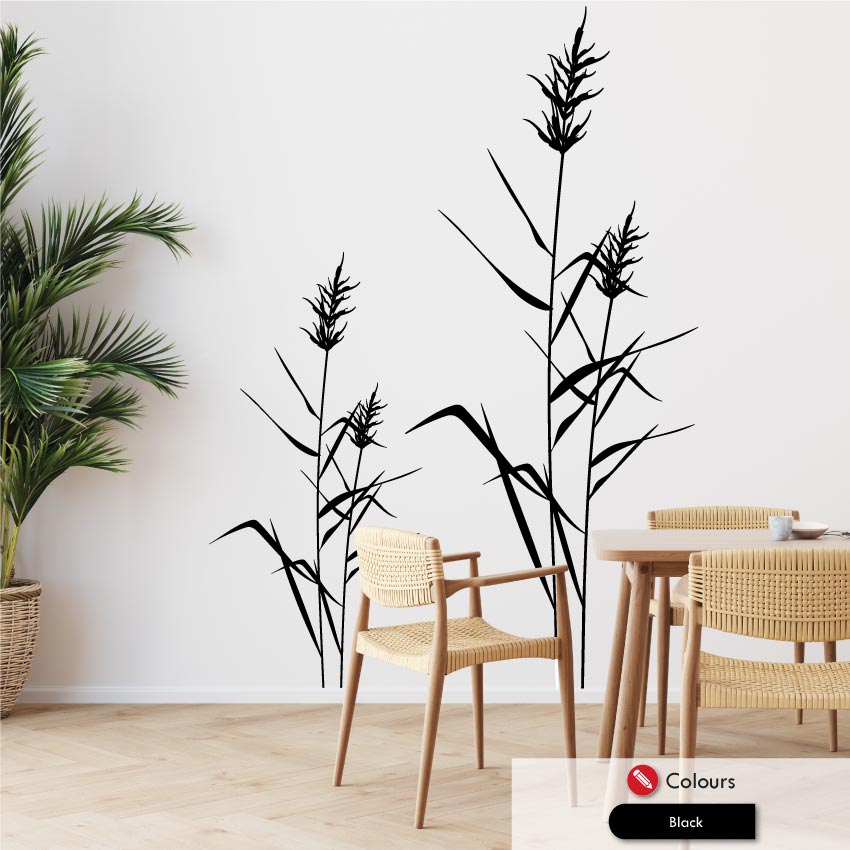 
            
                Load image into Gallery viewer, Reed grass wall decal in black
            
        