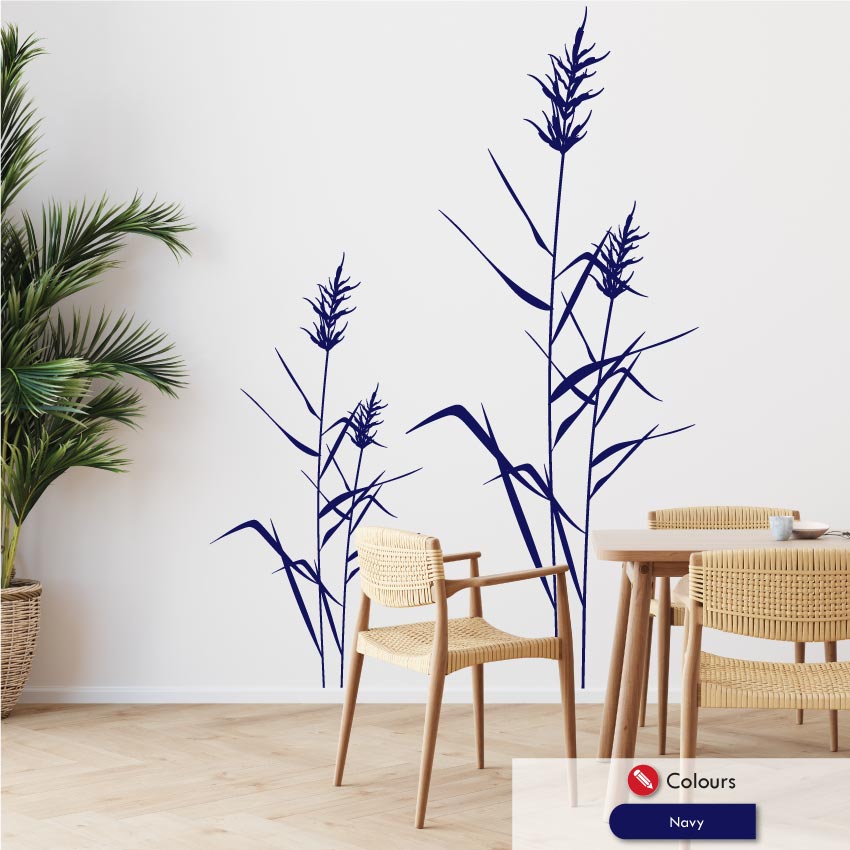 
            
                Load image into Gallery viewer, Reed grass wall decal in navy
            
        