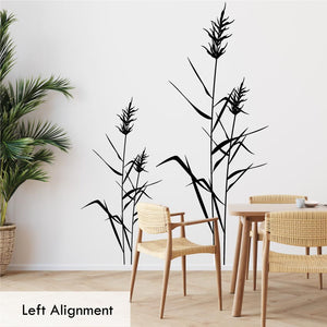 Reed grass wall decal in black left alignment layout