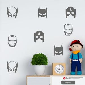 Superhero Masks Wall Decal Sticker Set