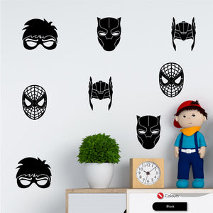 Superhero Masks Wall Art Decal Sticker Set