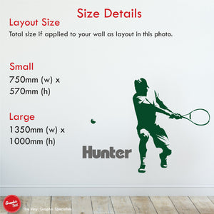 
            
                Load image into Gallery viewer, Boys Tennis Personalised Wall Decal Sizes Small 750x570mm Large 1350x1000m
            
        