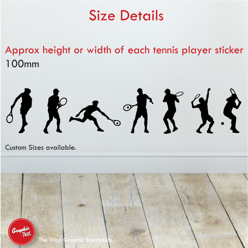 Boys Tennis Wall Art Stickers Size 100mm Height
