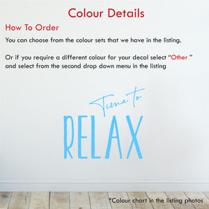 Time to relax bathroom quote wall sticker colour details