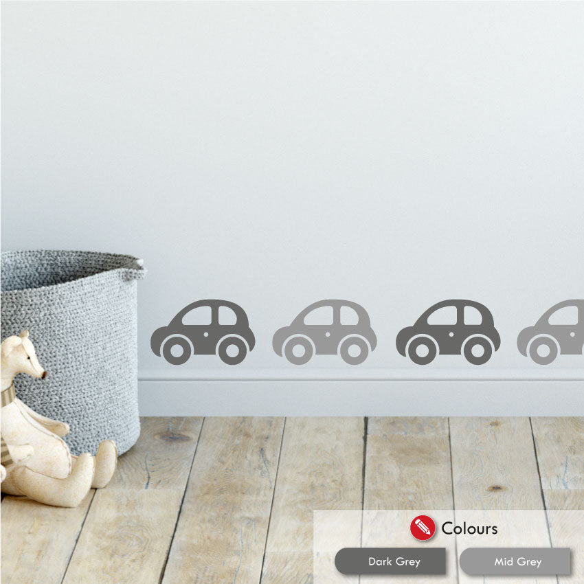 Toy Car Nursery Wall Stickers Dark Grey & Mid Grey