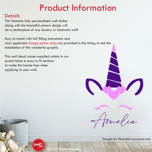 unicorn personalised wall sticker product information