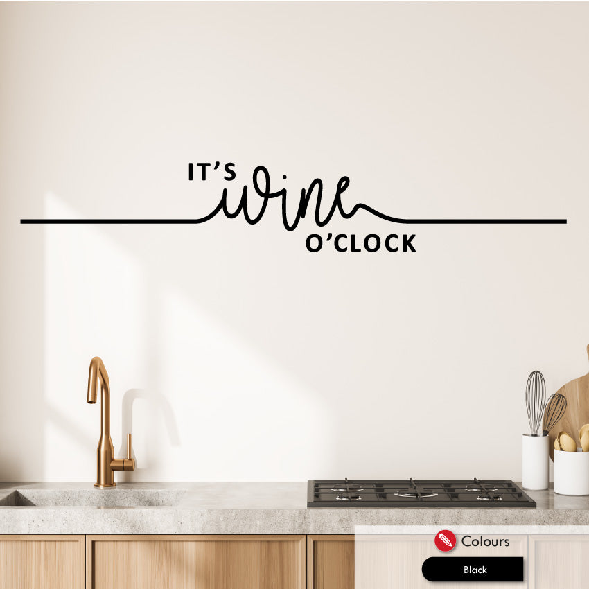 
            
                Load image into Gallery viewer, Funny Wine o Clock wall decal quote Black
            
        