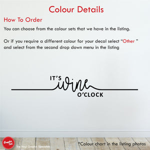 
            
                Load image into Gallery viewer, Funny Wine o Clock wall decal quote colour details
            
        