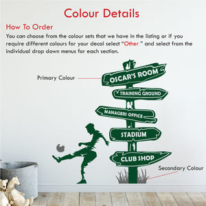 Football Signpost Personalised Wall Decal