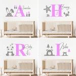 Girls Name & Initial Personalised Wall Sticker